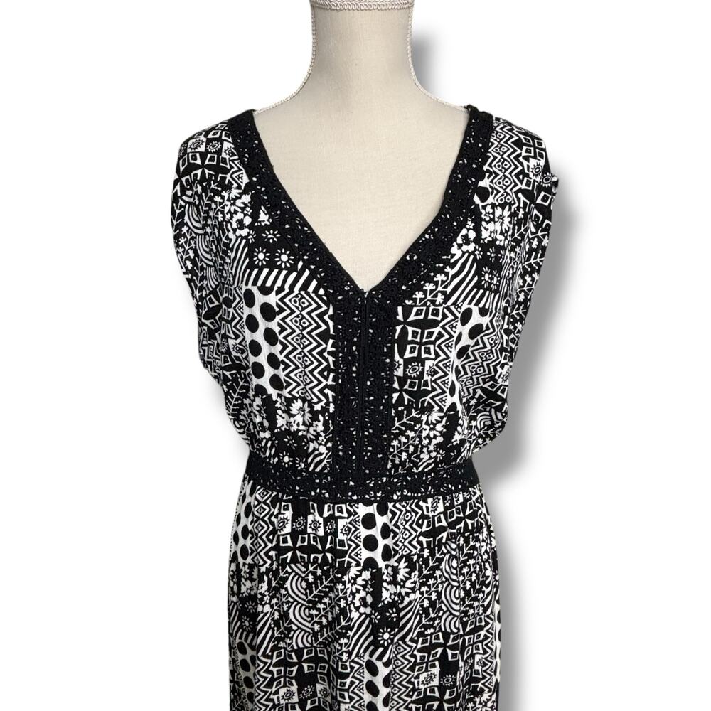 NWT Davina Women's Maxi Dress Size 0X Black & White